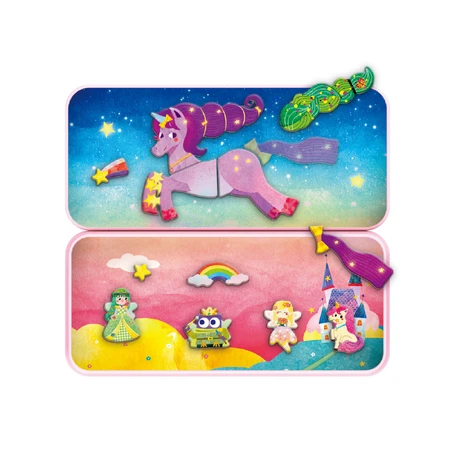 Magnetische puzzel in metalen doos, matching en bijpassend spel - Eenhoorns