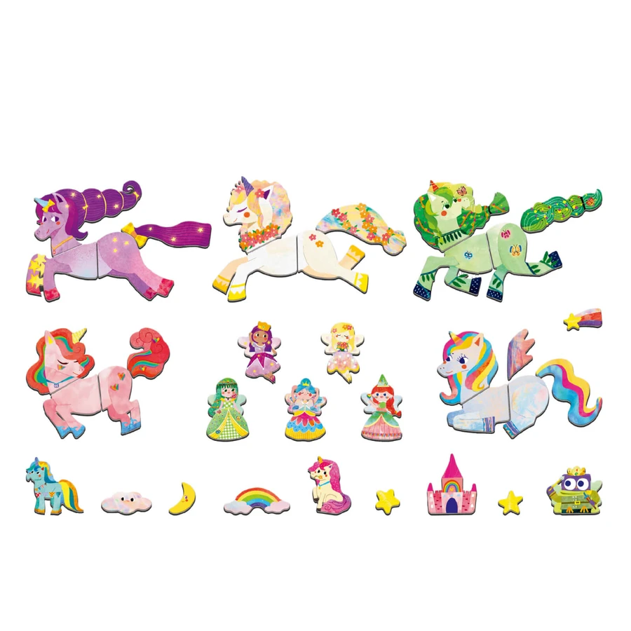 Magnetische puzzel in metalen doos, matching en bijpassend spel - Eenhoorns