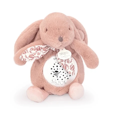 Musikkerze mit Projektion, flauschiges Häschen, 19 cm, rosa