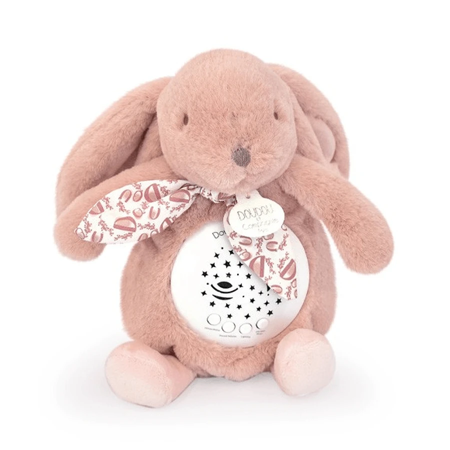 Musikkerze mit Projektion, flauschiges Häschen, 19 cm, rosa