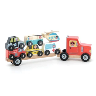 Camion con veicoli di trasporto - Giocattolo di legno impilabile - Vilac