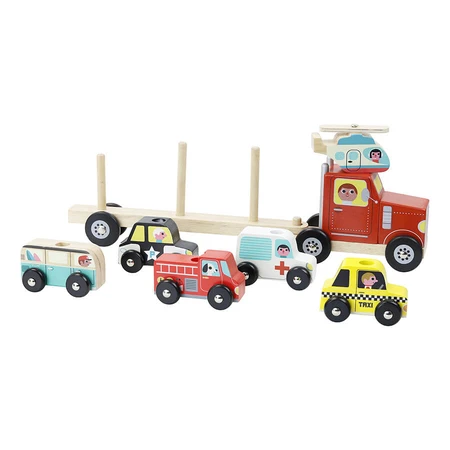 Truck with transportation vehicles - Wooden stacking toy - Vilac