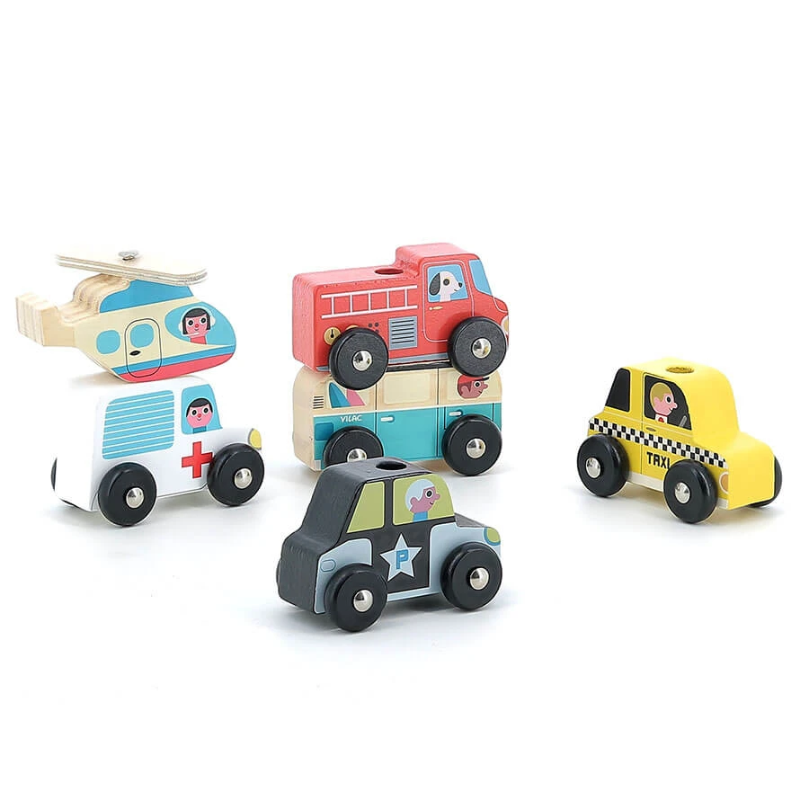 Truck with transportation vehicles - Wooden stacking toy - Vilac