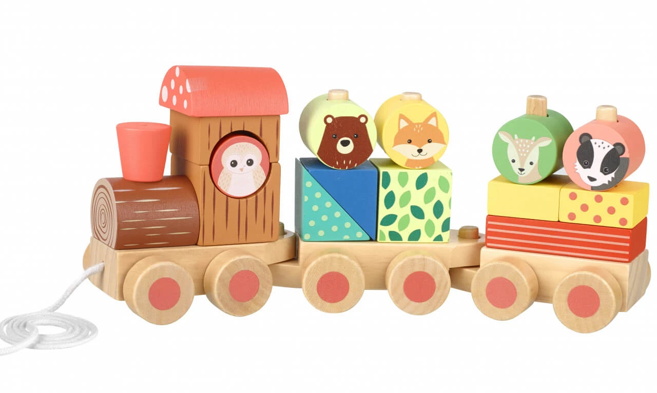 Houten trein met vormen en dieren, Orange Tree Toys