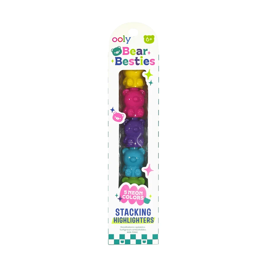 Interchangeable markers Bear Besties - set of 5 neon colors - Bear Besties