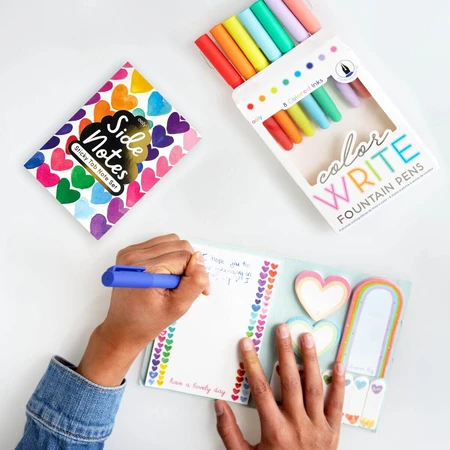 Zelfklevende index en notitie set - Regenboog harten