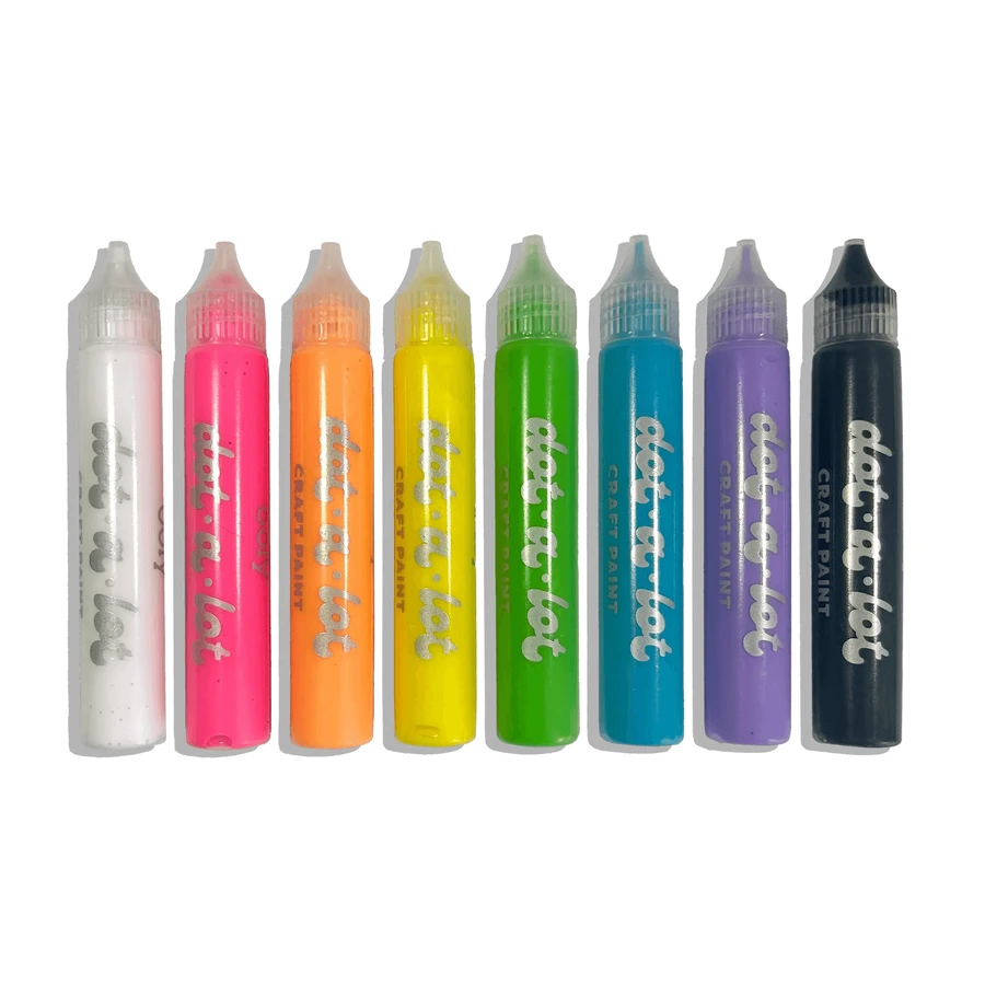 Vopsea 3D pentru tehnica punctului – Dot-a-Lot, set de 8 culori Brights