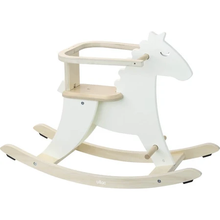 Cheval à bascule en bois avec barre de sécurité - blanc ivoire - Vilac