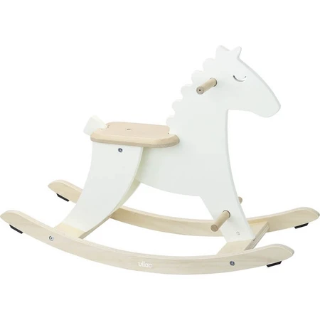 Cheval à bascule en bois avec barre de sécurité - blanc ivoire - Vilac