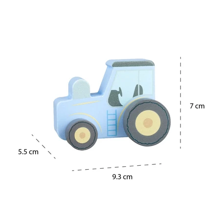 Juguete para empujar Tractor de madera azul, Orange Tree Toys