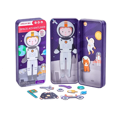 Puzzle magnético en caja metálica, juego de parejas y asociación - Space Adventurers