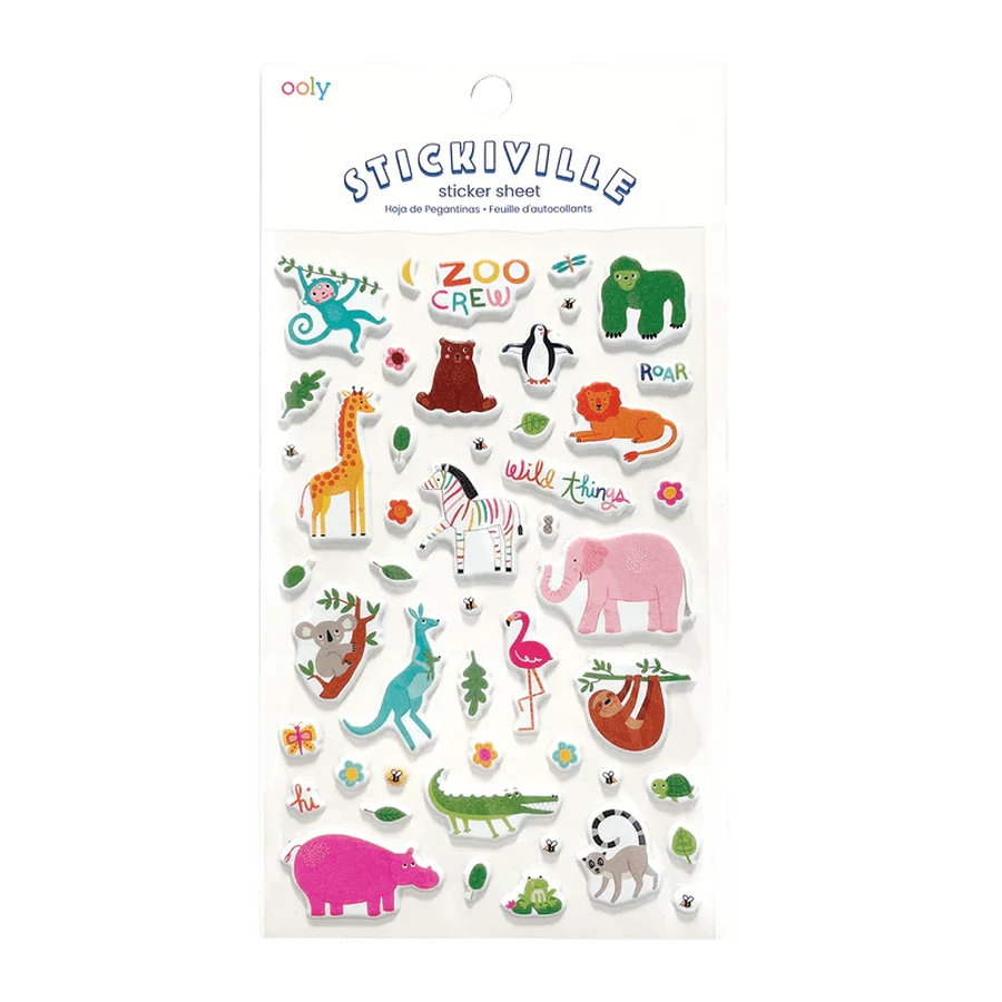 Stickiville Zoo Crew autocollants pelucheux