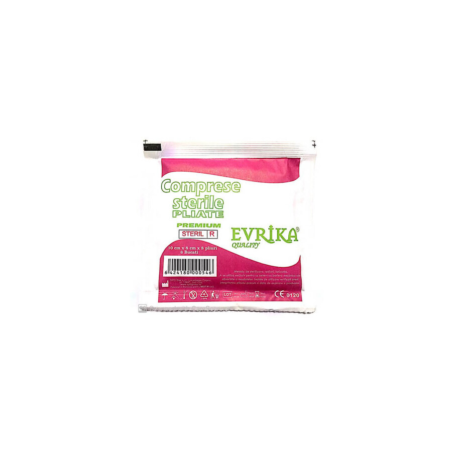 Evrika sterile folded compresses 10 cm x 8 cm