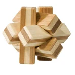 Gioco di logica IQ Nodo di legno di bambù, scatola di metallo