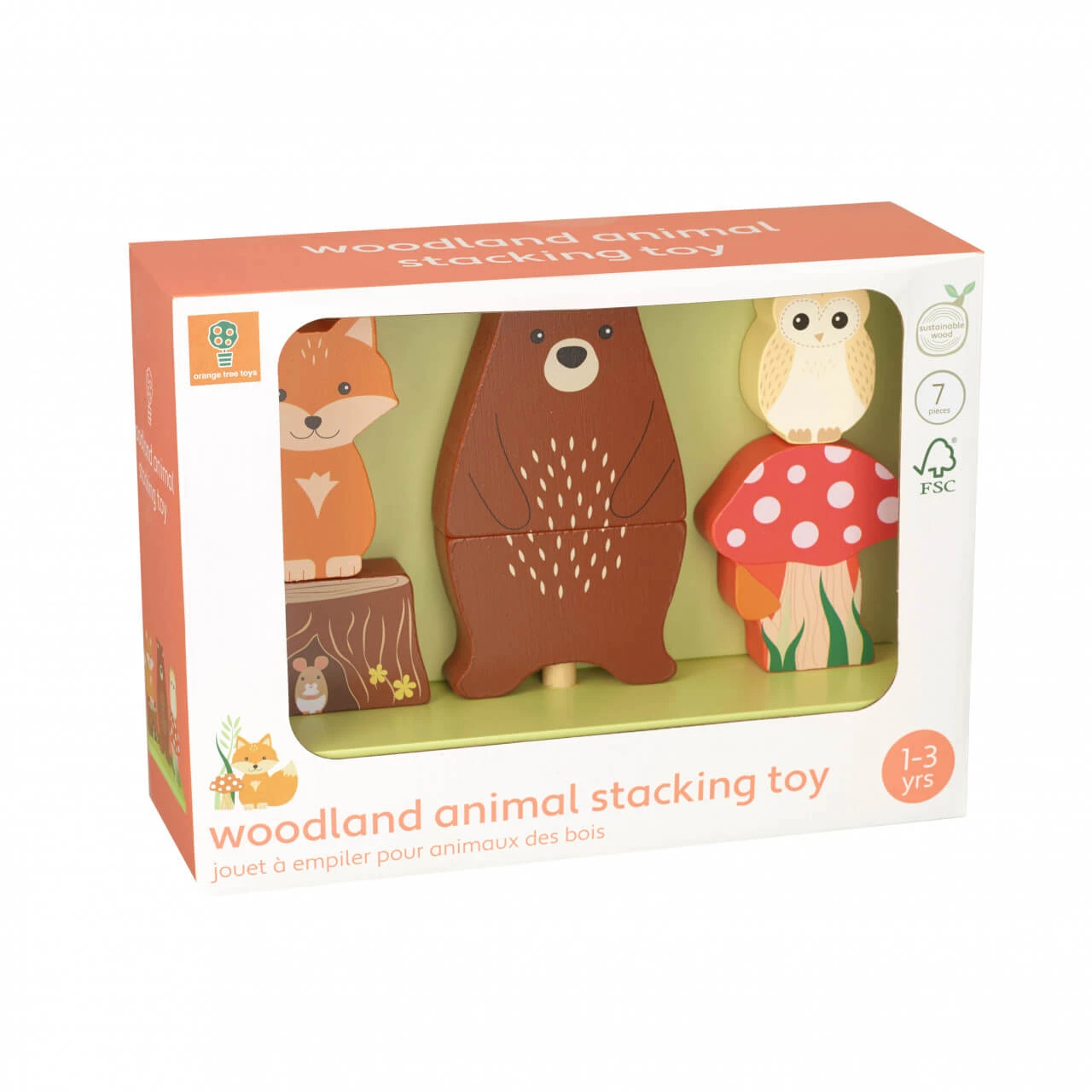 Houten stapelspeelgoed met bosdieren, Orange Tree Toys