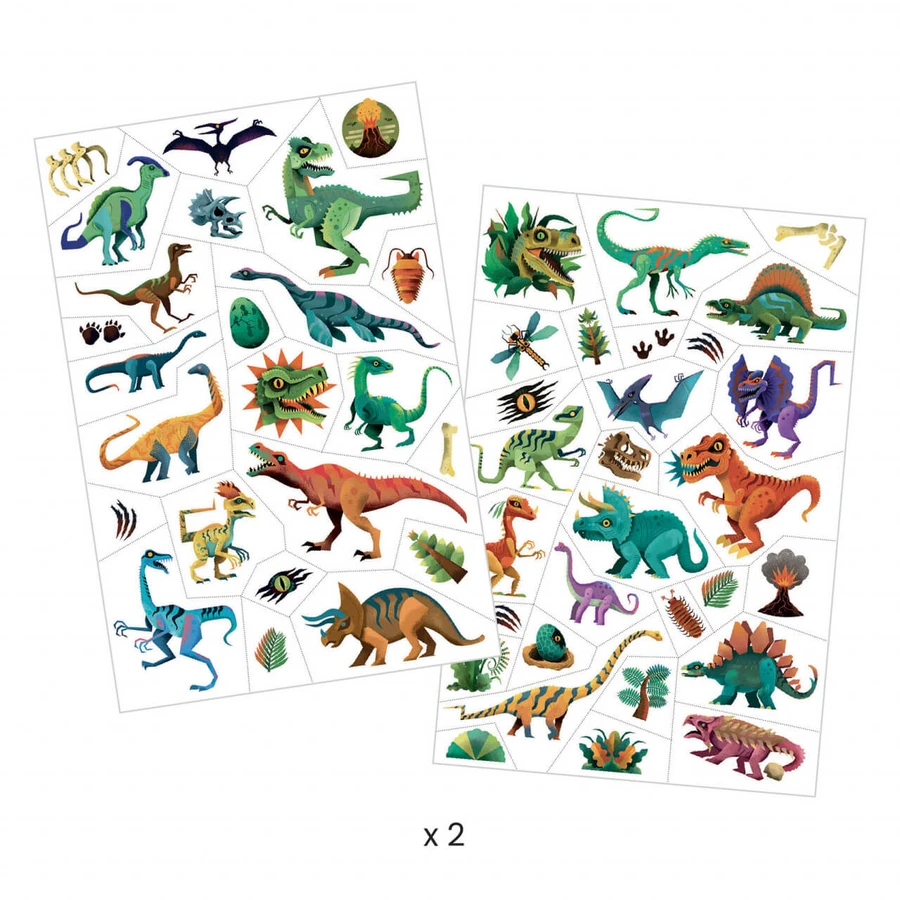 Metalen tattoos Djeco, Dinosaurussen