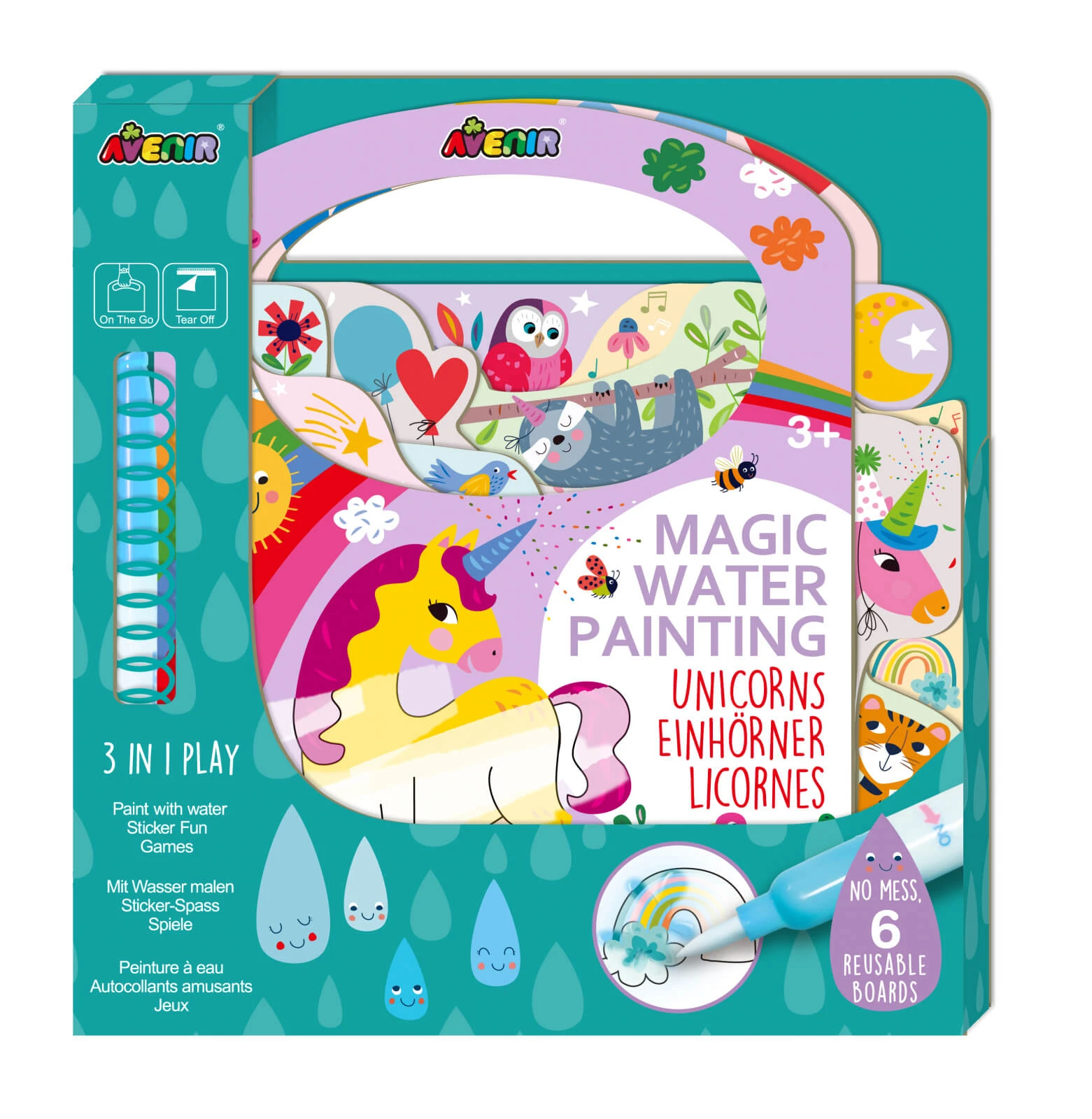 Draagbaar aquarelverfboek, stickers en spelletjes - Eenhoorns