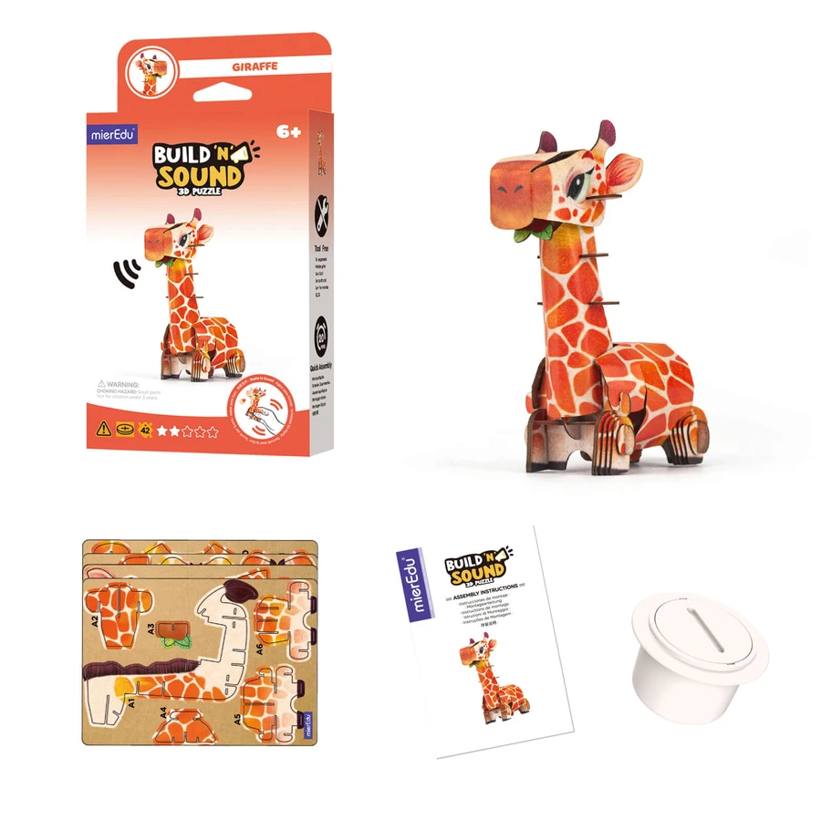 3D puzzel met geluiden - Giraffe, Build 'n' Sound