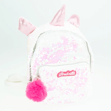Zaino da bambina Girabrilla - Unicorno con paillettes reversibili, spallacci regolabili e tasca frontale