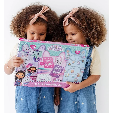 Creative set 3 in 1, Bracelets with pendants, spray crayons and diamond painting, Gabby's Dollhouse