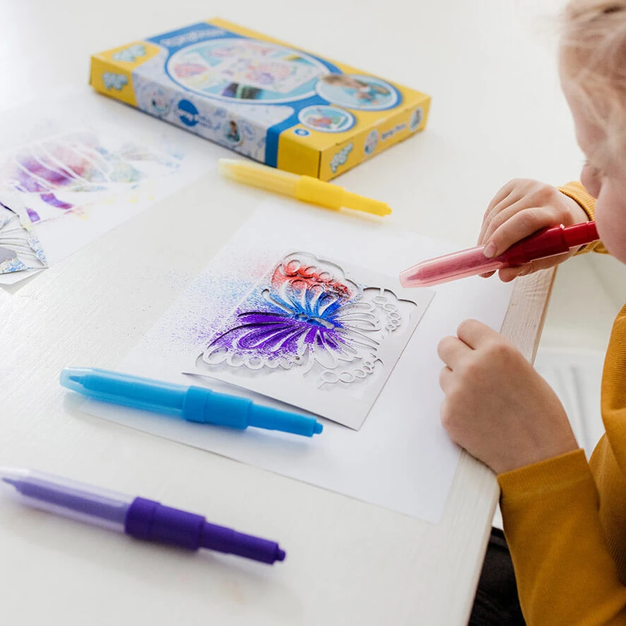Creatieve tekenset met schuurpapier en spuitkrijt
