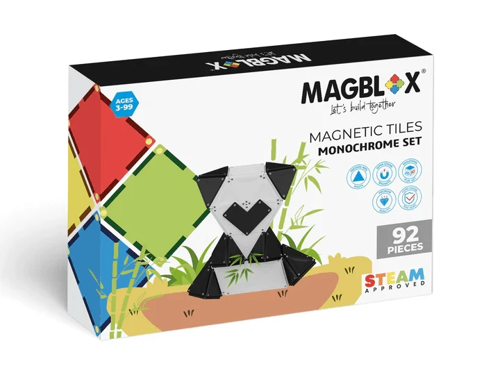 Magblox Magnetische Set - 92 magnetische bouwstenen Zwart-wit monochroom