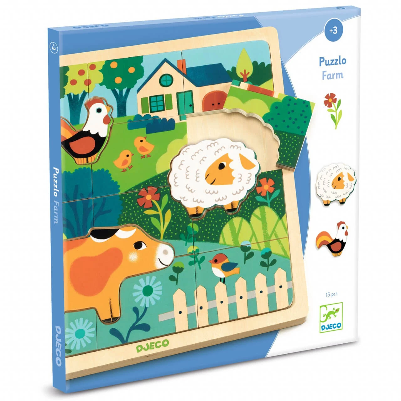 Houten puzzel Boerderijdieren, Djeco