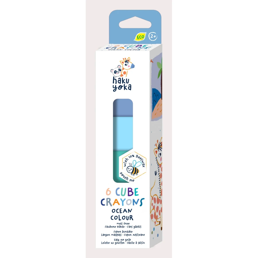 Set de 6 lápices de cera en forma de cubo, Haku Yoka - colores del océano