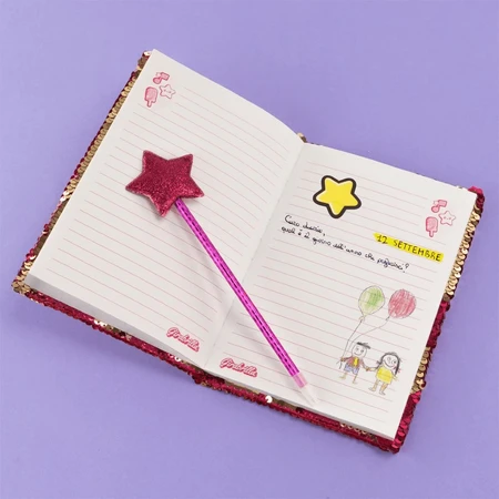 Girabrilla Fashion Diary - Agenda réversible avec paillettes et stylo