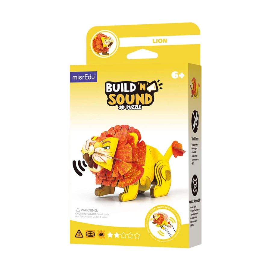 3D geluidspuzzel - Leeuw, bouw 'n' geluid