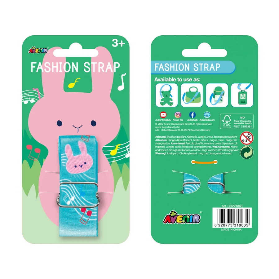 Adjustable fashion accessory strap - Musical Bunnies