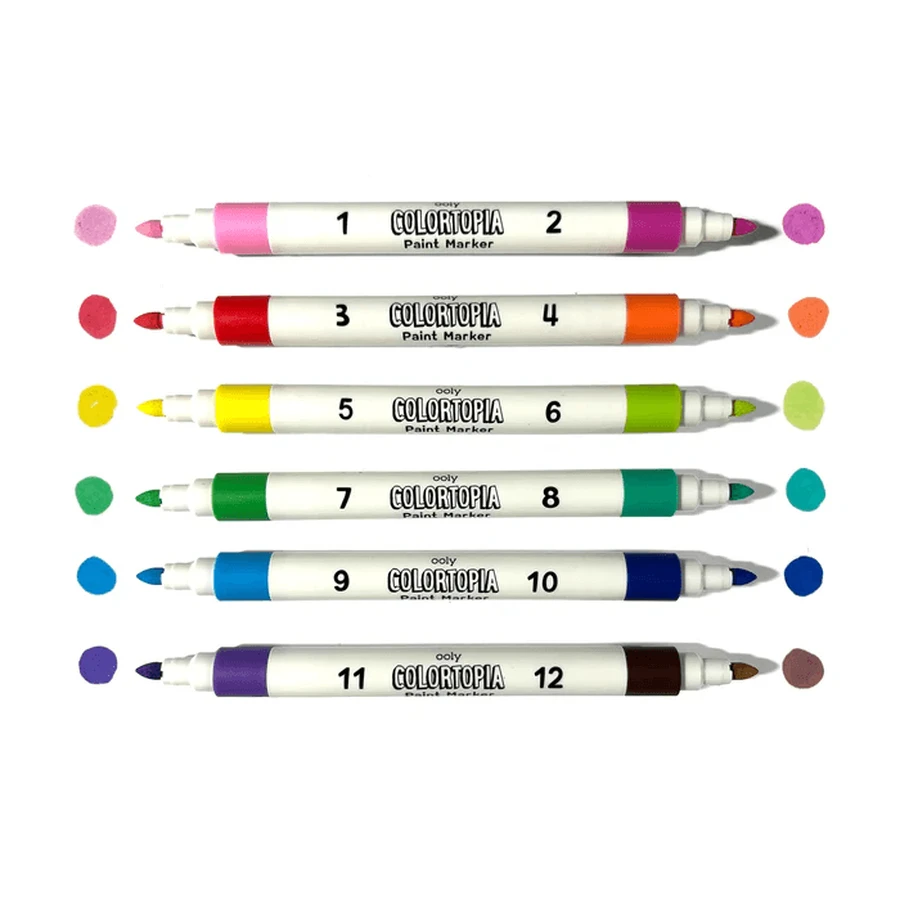 Set creativ de pictură după numere cu markere Colortopia - Tărâmul Unicornilor (Set de 6 culori duble)