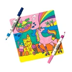 Set creativ de pictură după numere cu markere Colortopia - Tărâmul Unicornilor (Set de 6 culori duble)