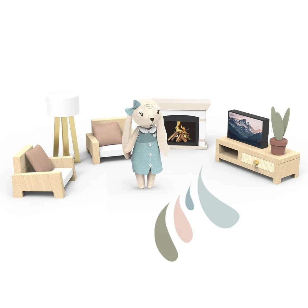 Woonkamer meubelset voor poppenhuis , Speedy Monkey