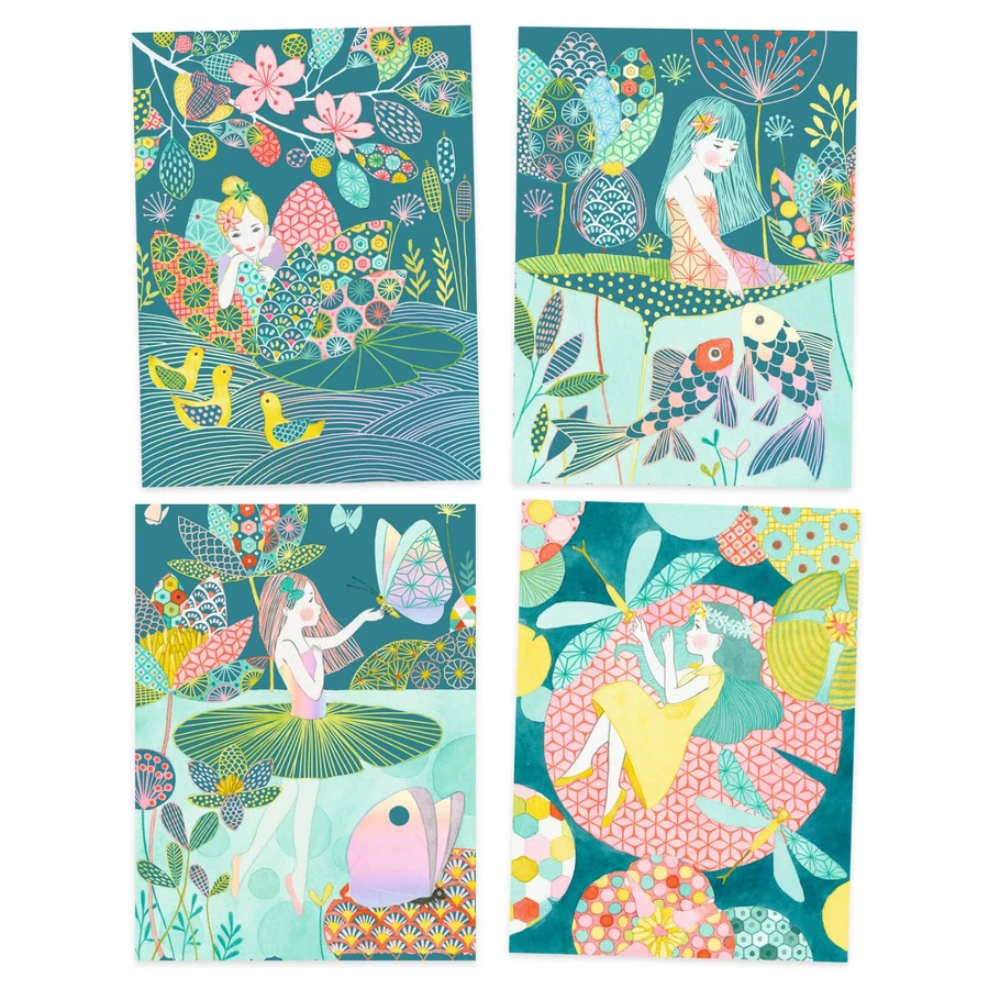 Creatief pastel vijverschraapspel