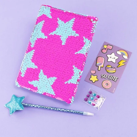 Jurnal Fashion Girabrilla – set jurnal cu paiete reversibile și pix