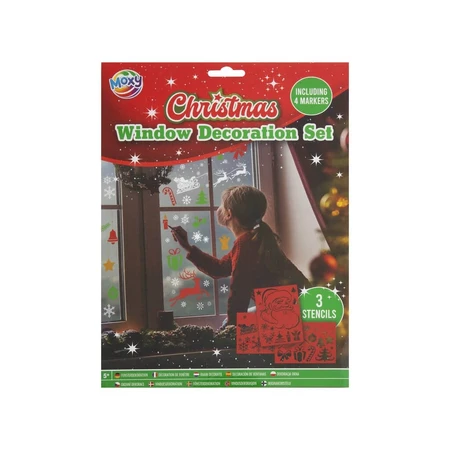Weihnachtliches Fensterdekorationsset mit Markern und weihnachtlicher Fensterdekoration