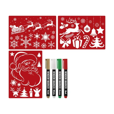 Weihnachtliches Fensterdekorationsset mit Markern und weihnachtlicher Fensterdekoration