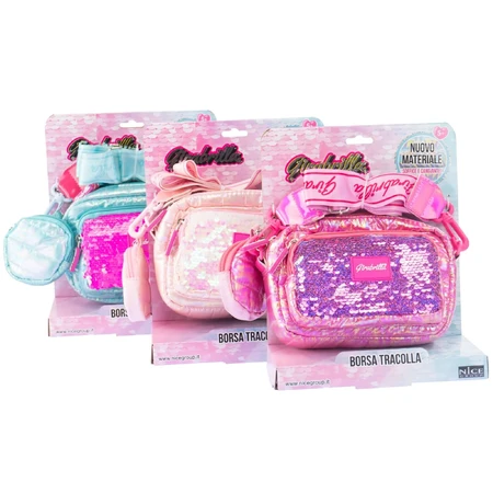 Pochette et porte-monnaie Girabrilla - matelassé, avec paillettes réversibles