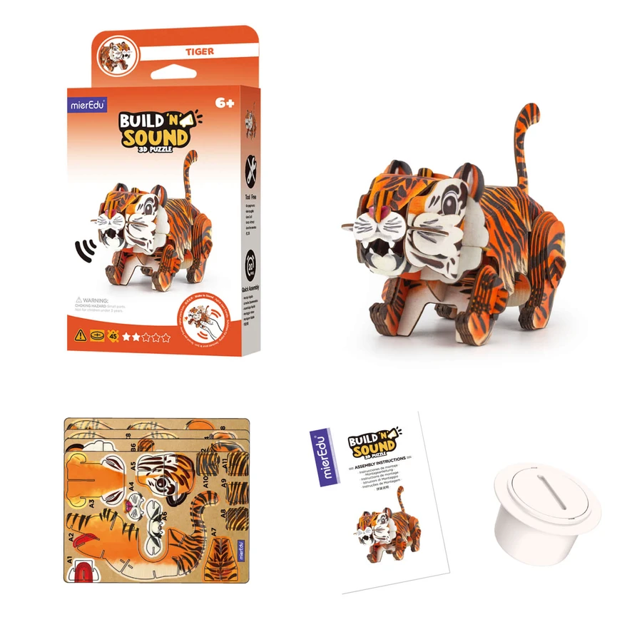 3D-Sound-Puzzle - Tiger, Build 'n' Sound