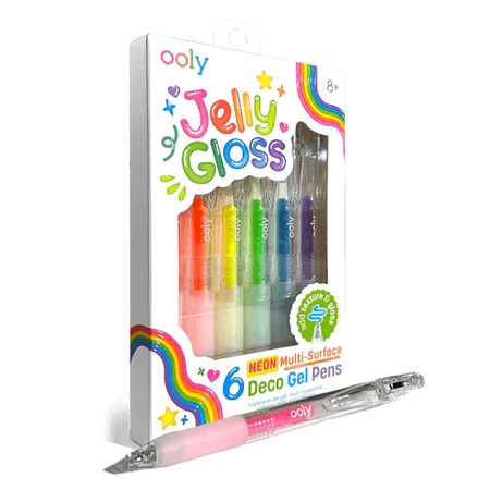 Set van 6 Multi-Surface Neon Gelpennen Jelly Gloss - Levendige Kleuren
