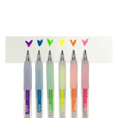 Set van 6 Multi-Surface Neon Gelpennen Jelly Gloss - Levendige Kleuren