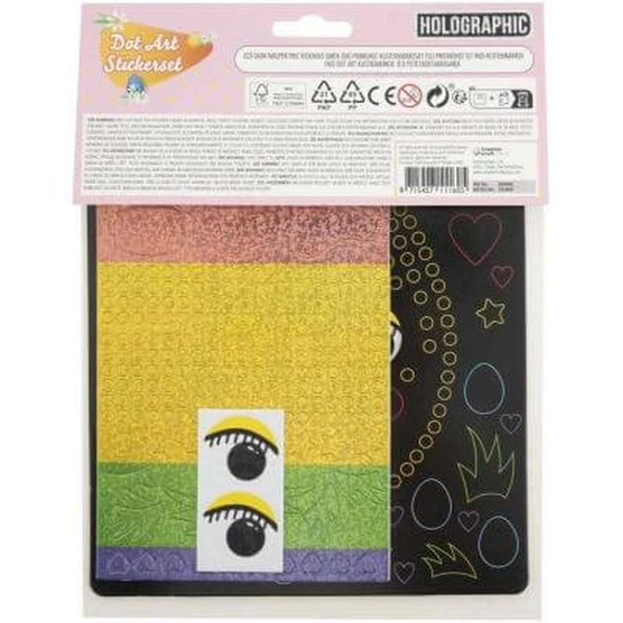 Creative set Mosaic with holographic stickers, Dot Art, Easter themed, chicken