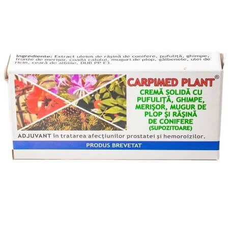 Vaste crème met plantenextracten en naaldhars Carpimed Plant, 10 zetpillen, Elzin Plant