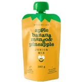 Puré de frutas pasteurizado con manzana, plátano, mango y piña Junior Mix, 180 g, Laboratorio Nutrino