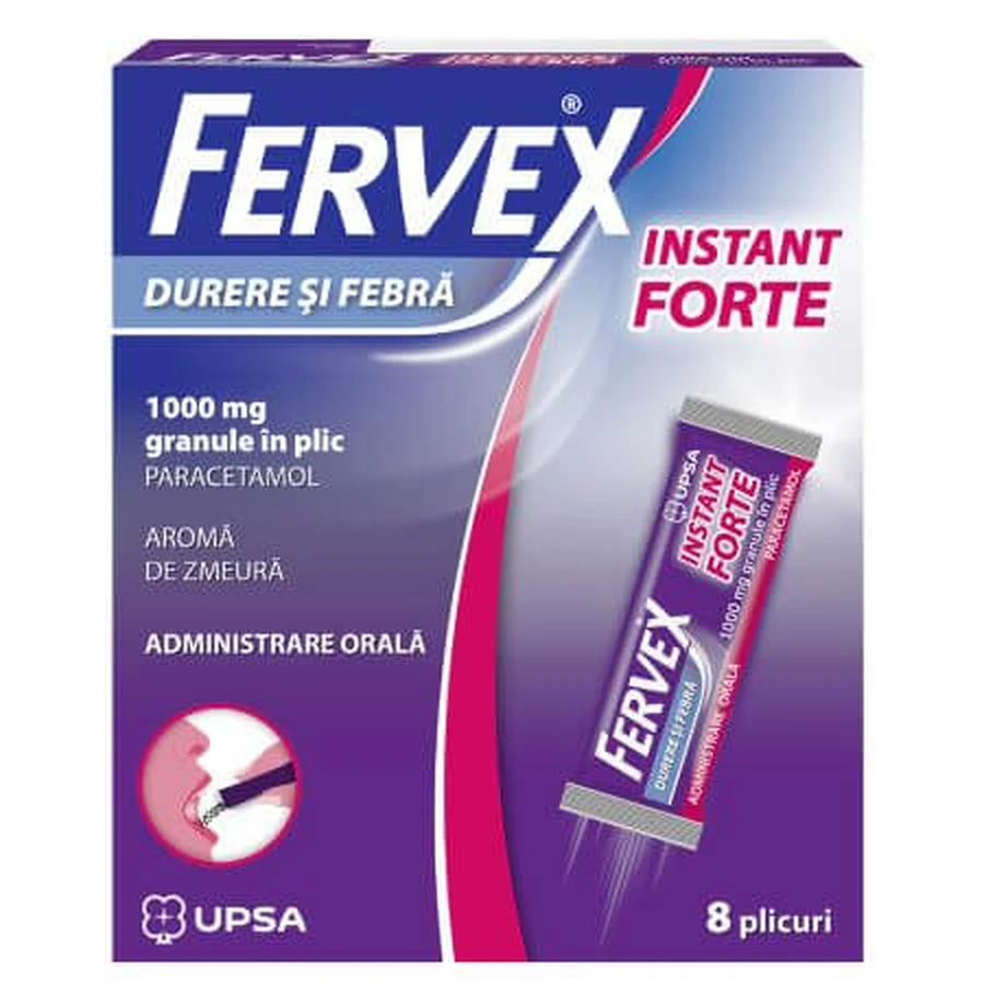 Fervex pijn en koorts instant sterk, 1000 mg, 8 sachets, Upsa