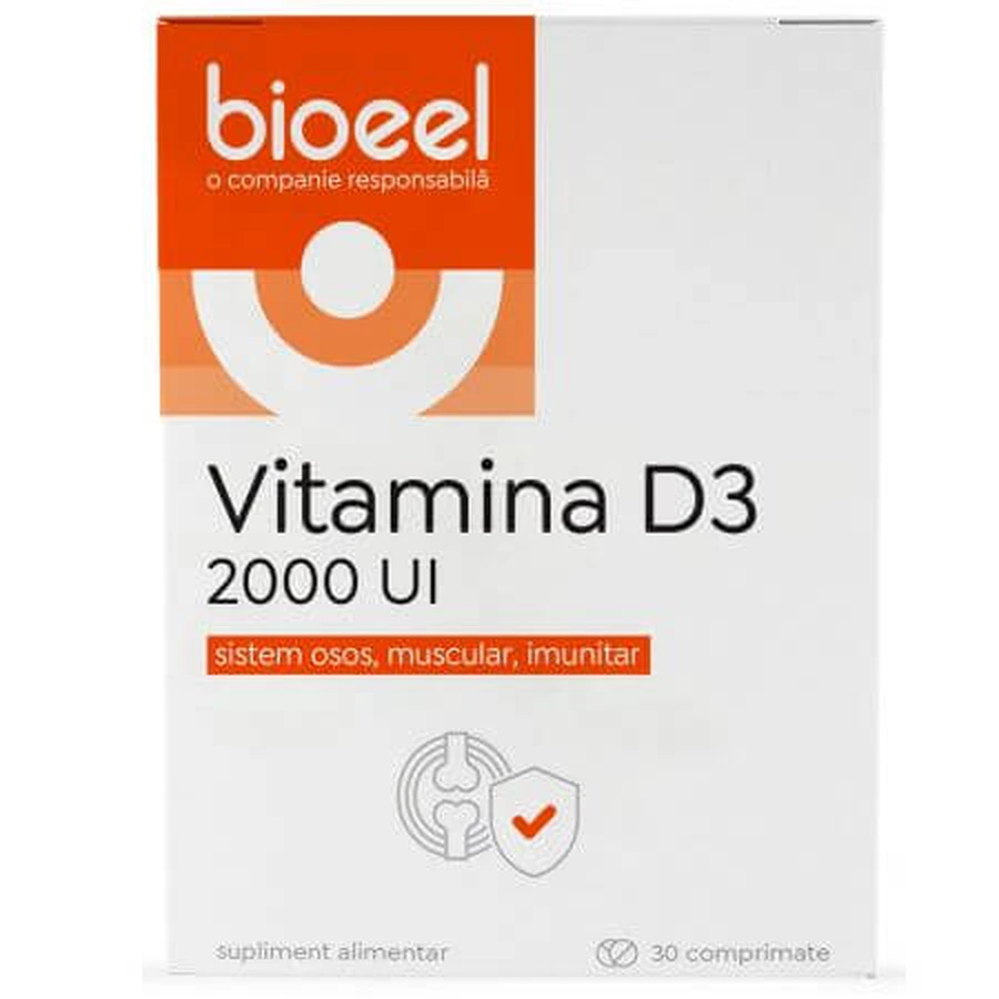 Vitamina D3, 2000 UI, 30 comprimidos, Bioeel