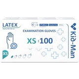 Disposable white latex gloves, size XS, 100 pieces, Kid-Man