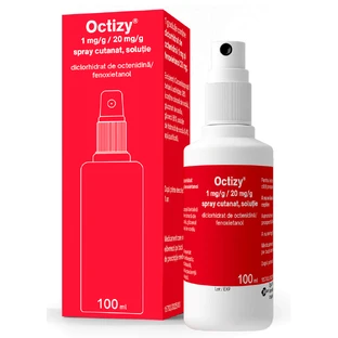 Octizy, 1 mg/g / 20 mg/g Hautspray, Lösung, 100 ml, Egis Pharmaceuticals