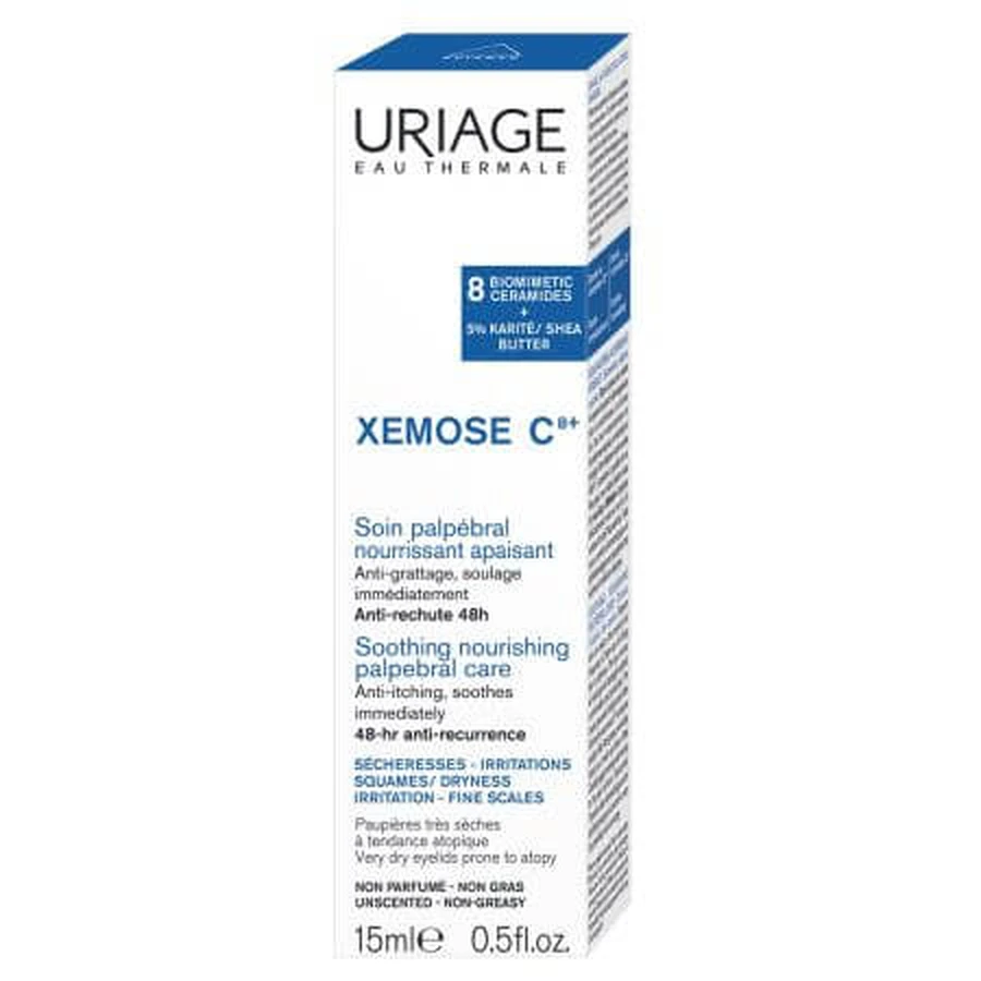 Crema nutritiva y calmante contorno de ojos Xemose C8+, 15 ml, Uriage
